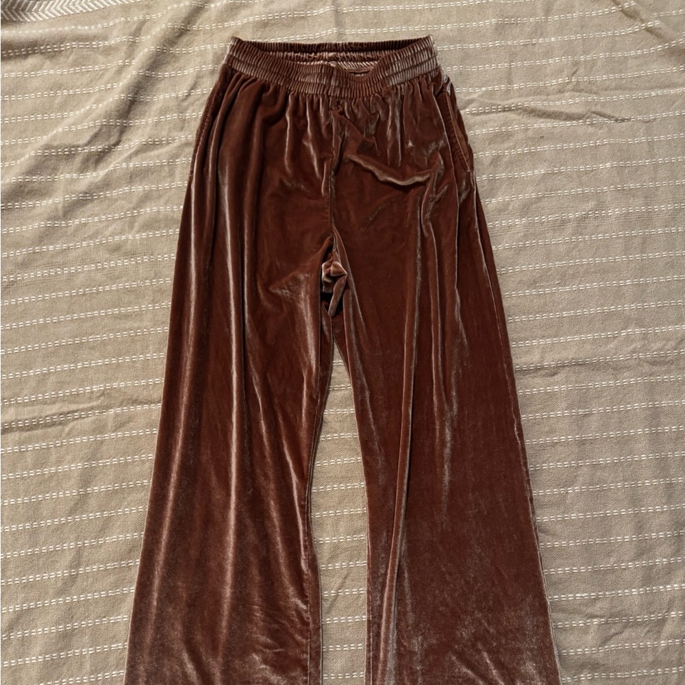 Velvet Brown Lounge Pants Victorias Secret PINK Sz Small